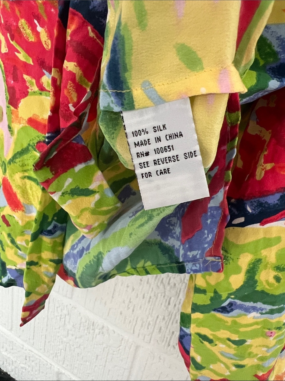 Michael Leu Vibrant Tropical Print Button-Up Shirt Silk large - Picture 9 of 9